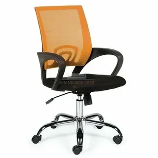 Кресло офисное / Спринг / (orange - black) база хром / оранжевая сетка / черная ткань 