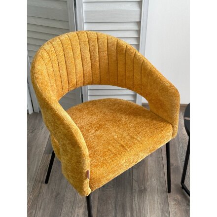Стул SNUG 3018-08 горчичный, шенилл / черный каркас, ®DISAUR 