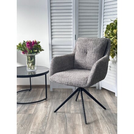 Стул MEADOW 360 град. поворот. Темно-серый XD841-16, букле / черный каркас, ®DISAUR 