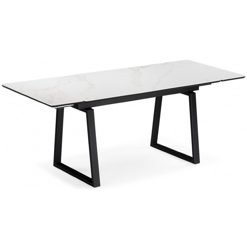 Керамический стол Джек 140(200)х80 белый мрамор alpin white / черный Керамический стол Джек 140(200)х80 белый мрамор alpin white / черный