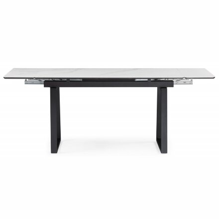 Керамический стол Джек 140(200)х80 белый мрамор alpin white / черный 