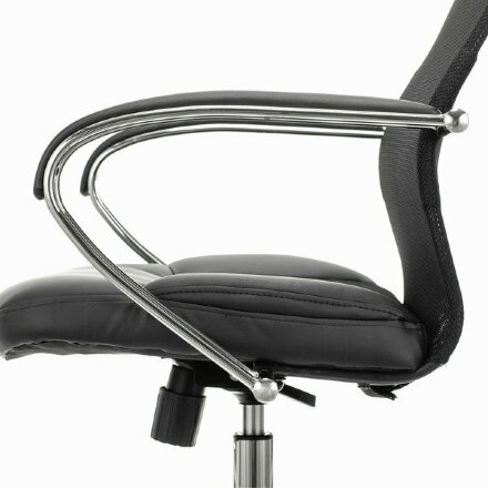 Кресло офисное BRABIX PREMIUM &quot;Stalker EX-608 CH&quot;, хром, ткань-сетка/кожзам, черное, 532091 Черный