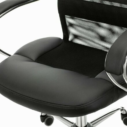 Кресло офисное BRABIX PREMIUM &quot;Stalker EX-608 CH&quot;, хром, ткань-сетка/кожзам, черное, 532091 Черный