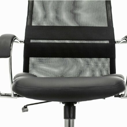 Кресло офисное BRABIX PREMIUM &quot;Stalker EX-608 CH&quot;, хром, ткань-сетка/кожзам, черное, 532091 Черный