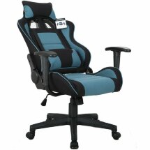 Кресло компьютерное BRABIX &quot;GT Racer GM-100&quot;, две подушки, ткань, черное/голубое, 531818